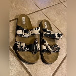 Myra Hair on Cowhide Flat Sandals